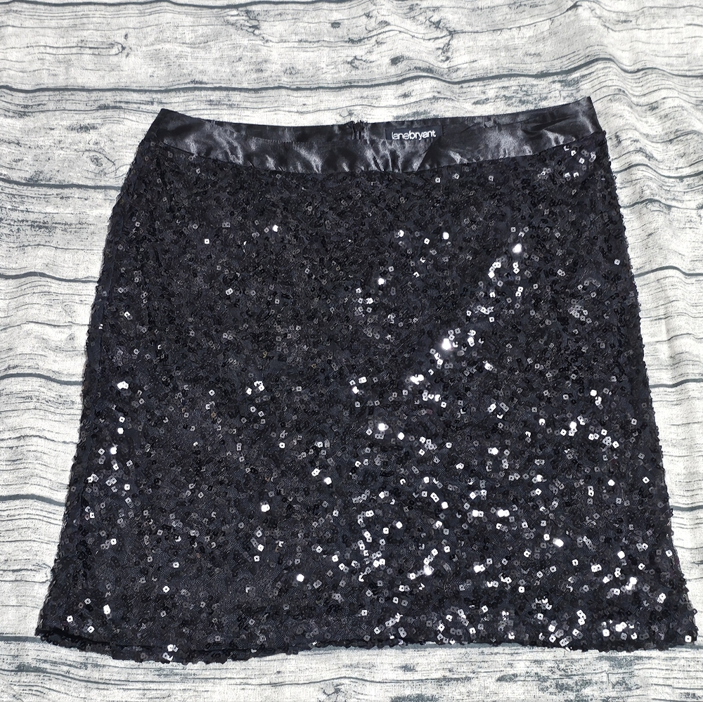 Lane Bryant Black Sequin Pencil Skirt